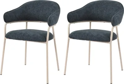 Produktbild von Rebecca Mobili Stühle Guanabana 82,5x57x56,5 Polyestergewebe Stahl Petrolblau Weiß Modern SET 2 Stück
