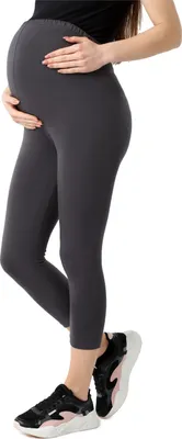 Produktbild von Be Mammy Damen 3/4 Umstandsleggings aus Baumwolle BE20-284 (Graphite, L)