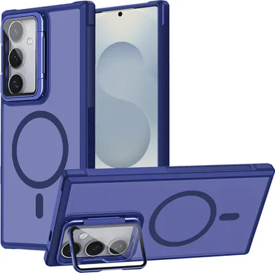 Immagine prodotto di Custodia protettiva per Samsung Galaxy S25, anello in metallo per la ricarica wireless protezione fotocamera pieghevole supporto in vetro