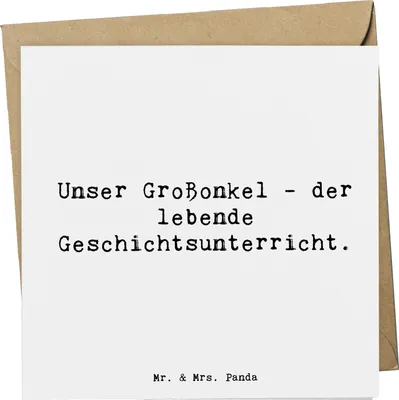 Produktbild von Mr. & Mrs. Panda Grußkarte Spruch Großonkel Geschichtsunterricht - Weiß - Geschenk, faltkarte, Klappkarte, Freude, doppelkarte, Familie, Glückwunschkarte, Familienfeste