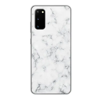 Produktbild von MuchoWow® Handyhülle Schutzhülle Hülle für Samsung Galaxy S20 Marmor - Weiß - Silber - Glitter - Marmoroptik - Chic Silikon Softcase Handy Hülle - Bild
