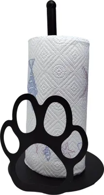 Image de Porte-rouleaux de papier toilette autoportant Famanu - Noir avec un design de pied original