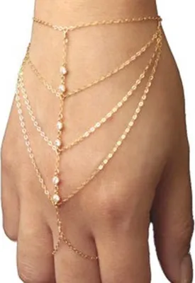 Produktbild von Promi-Sklavenkette, Fingerring, Handgeschirr, Armband, Strandtanz-Schmuck