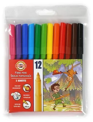 Immagine prodotto di Koh-I-Noor Flamastry szkolne 12 kolorów zmywalne