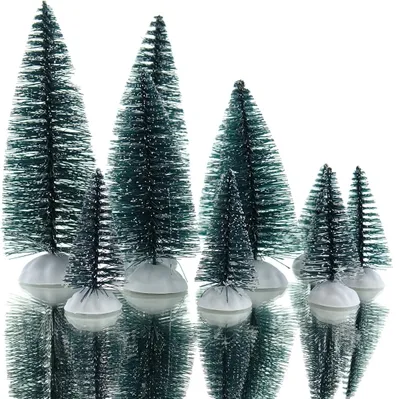 Produktbild von Kaemingk Weihnachtsdeko Kleiner Wald Grün beschneit 10er Set im Beutel - Kunststoff