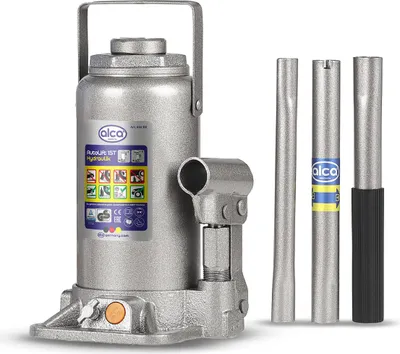 Produktbild von alca® hydraulischer Wagenheber 15t I Unterstellheber Auto, besonders robust, & GS , Doppelkolben, Verlängerungsschraube, Hubhöhe 225–425 mm, aus Stahl, silber-grau, nachfüllbar