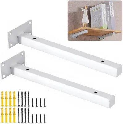Productafbeelding van Ibenzoa® Wandbeugel voor zwevende planken, 300 mm – Stalen beugel, draagvermogen van 35 kg per beugel, wit, 2 stuks