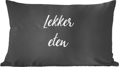Produktbild von MuchoWow® Zierkissen Sofakissen Wohnzimmer Dekokissen 60x40 cm Zitate - Essen - Sprichwörter - Gutes Essen - Kopfkissen - Polster mit Foto