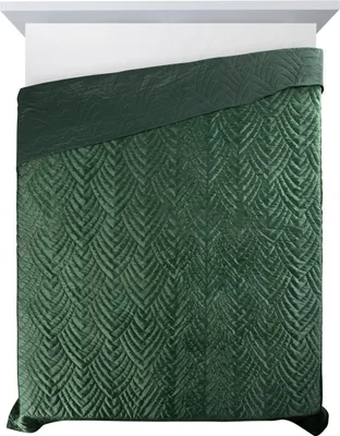 Zdjęcie produktu dla Narzuta 220x240 cm ciemnozielona welurowa Luiz6