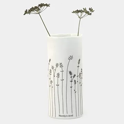 Porzellanvase mit Blumenmotiv, 5 x 11,1 x 5 cm, Weiß