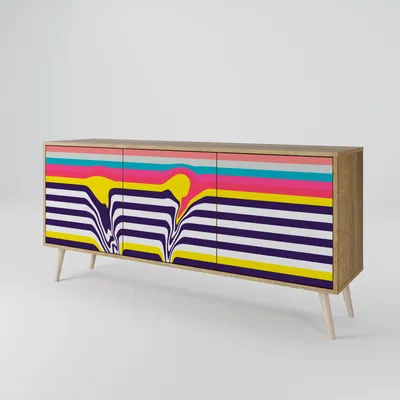 Produktbild von Spacerebels Kommode mit 3 Türen - Sideboard Komodenschrank - Highboard - Kleiderschrank Möbel - Wohnzimmer Schlafzimmer - 57,5×111×42 (HxBxT)
