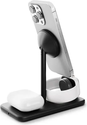Imagen del producto de Cargador inalámbrico Qi2 3 en 1 HiRise 3 Deluxe de Twelve South, compatible con MagSafe, color
