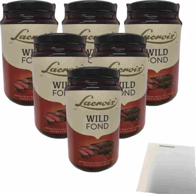 Produktbild von Lacroix Fond mit Wildaroma für Suppen und Soßen 6er Pack (6x400ml Glas) + usy Block