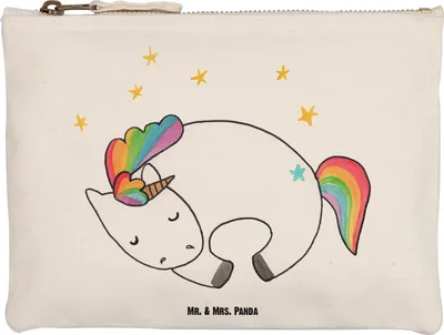 Produktbild von Mr. & Mrs. Panda Pouch Einhorn Nacht Größe M - Weiß - Geschenk, Mäppchen, Menschen, Freundin, Träume, Einhörner, kosmetiktäschchen, Federmappe, Unicorn, Kosmetiktasche