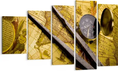Produktbild von Bild auf Leinwand - Leinwandbild - Kompass Abenteuer Reisen - 100x60cm - Wand Bild - Wanddeko - Leinwanddruck - Bilder - Kunstdruck - Wanddekoration - Leinwand bilder - Wandkunst - EG100x60-0146