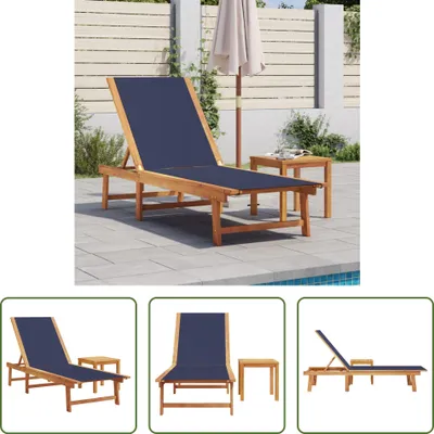 Produktbild von The Living Store Sonnenliege mit Tisch Blau Massivholz Akazie und Textilene