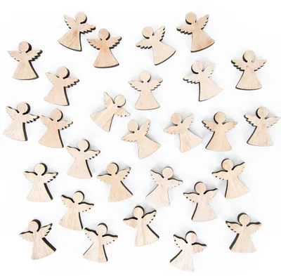 Produktbild von 30 Mini Engel aus Holz natur 4 cm - Streudeko Schutzengel