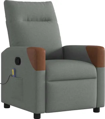 Image de vidaXL Fauteuil relax de massage, tissu, gris foncé