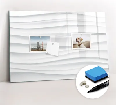 Produktbild von Magnetpinnwand Memoboard - Zubehörsatz - Schwarzer Marker + Schwamm + Magnete - 60 x 40 cm - Wellenstruktur