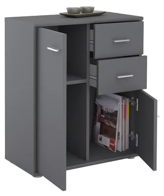 Produktbild von Kommode LOCARNO Highboard Bürokommode mit 2 Schubladen und 2 Türen in grau anthrazit