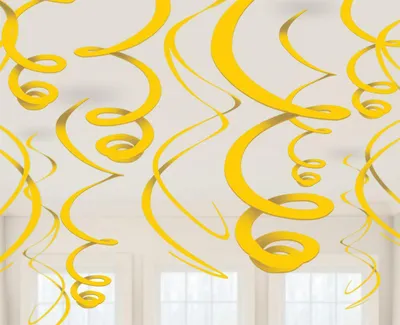 Image de Spirales Décoration à suspendre 12 pièces jaune 56cm - taille unique