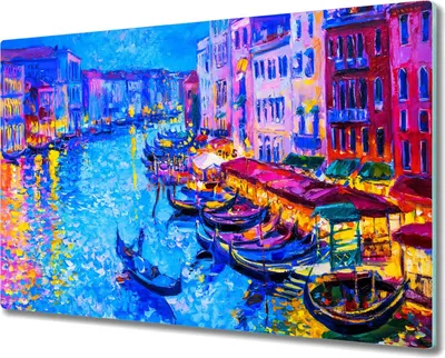 Produktbild von Coloray Schneidebrett Herdabdeckplatte 80x52 cm Kochplattenabdeckung Küchenbrett Hackbrett - Stadt Boote