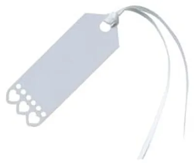 Produktbild von 10 weiße Hochzeitsanhänger mit Herz + Satinband 7 x 2 cm - Einheitsgröße