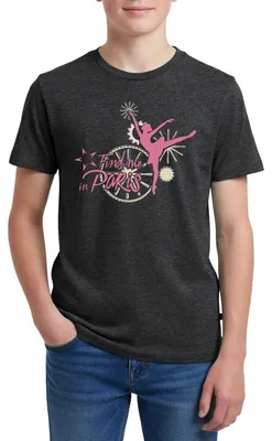 Produktbild von Spreadshirt Find me in Paris Logo rosa Teenager Premium T-Shirt, 158/164 (12 Jahre), Anthrazit meliert