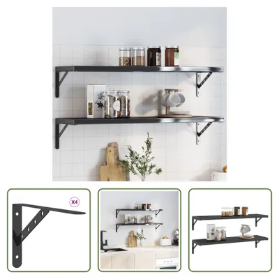 Produktbild von The Living Store Regalträger 4 Stk. 30x2,5x15,5 cm Schwarz Edelstahl