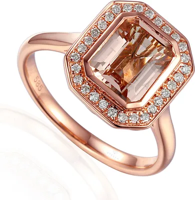 Produktbild von 585er Rotgold Damenring mit Morganit 2,0 ct. und Diamanten 0,17ct. Gr. 54
