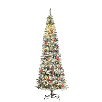 Produktbild von 230 cm Schneebedeckt Weihnachtsbaum mit 350 LEDs Beleuchtung und Ständer, Tannenbaum Dekobaum, 1000 Spitzen, φ80cm