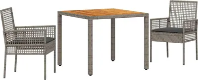 Produktbild von vidaXL Garten Essgruppe 3 pcs Grau Poly-Rattan