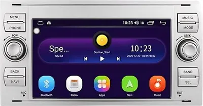 Obrázek produktu pro Autorádio s Bluetooth, CarPlay, kompatibilní s Apple a Android, stereo systém, navigace, navigační systém pro Ford Focus, Mondeo, Fiesta, Transit, Kuga, C-Max a S-Max Galaxy