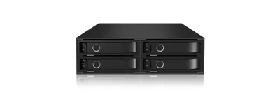 Produktbild von ICY BOX IB-2242SSK, Back Plane, 4x 2,5" (6-15 mm high) SAS & SATA in 1x 5,25" bay, dual Channel, Schloss, 2x 4cm fan, schwarz, 13,3 cm (5.25"), Speicherlaufwerkbehälter, Schwarz, 2.5", SATA II, SATA III, Aluminium