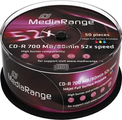 Produktbild von CD-R 700 MB (52fach, 50 Stück, bedruckbar)