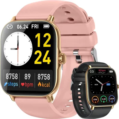 Produktbild von Smartwatch Damen Herren Armbanduhr Bluetooth Anrufe Pulsmesser Herzfrequenz blutdruckmessung Schrittzähler IPX8 Wasserdicht 20 Sportmodi Android IOS