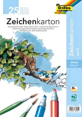 Produktbild von Zeichenkarton A4 25BL 200g ws FOLIA 860025 Zeichenpapier