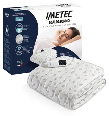 Zdjęcie produktu dla Imetec Scaldasonno adapto, 150 x 80 cm, 150 W, Szary, Biały, Bawełna, Poliester, 540 min, Pranie mechaniczne w niskiej temperaturze