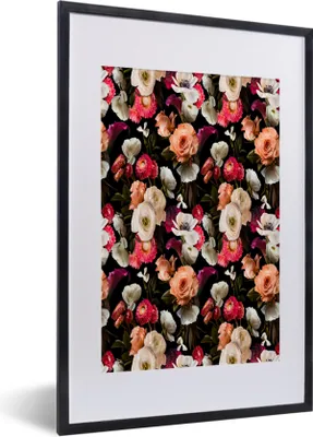 Produktbild von MuchoWow® MuchoWow® Gerahmtes Poster Blumen - Rosen - Farben 40x60 cm - Poster mit zchwarzem Bilderrahmen - Poster in Rahmen