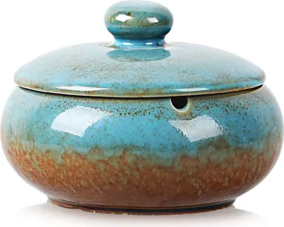 Produktbild von Outdoor Ashtray with Lid, Ceramic and Windproof Ashtray for Smokers, Handmade Creative Storm Ashtray as Decoration for Home and Office