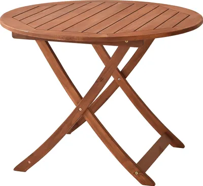 A wooden folding table on a white background.