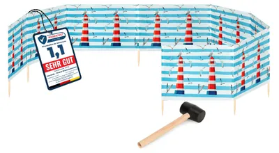 Produktbild von Garronda Strand Windschutz Sichtschutz 12m lang plus Gummihammer GAEX001