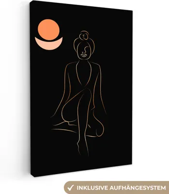 Obrázek produktu pro OneMillionCanvasses® - Obrazy na plátně - 90x140 cm, Žena - Zlatá - Černá - Čárová kresba, Nástěnný tisk Nástěnná dekorace - Nástěnná dekorace - Ložnice