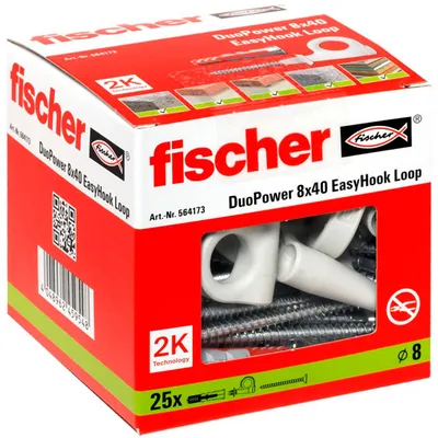 Imagen del producto de fischer 564173 fischer EasyHook Loop - DuoPower 8x40 2K 564173 Dübel mit Schrauben, 25 St.