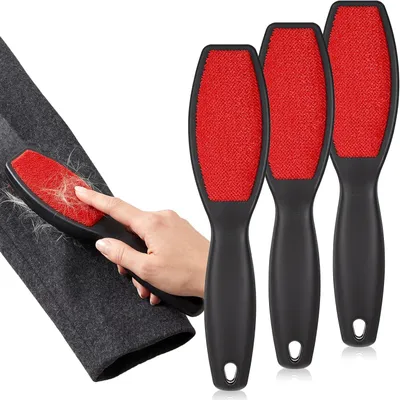 Produktbild von Fusselbürste 3 Stück, Doppelseitige Flusenentferner Mit Velours-Oberfläche, Wiederverwendbare Tierhaarbürste Für Kleidung Polster Autositz
