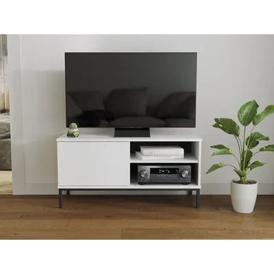 Image de MIRJAN24 Meuble TV bas Querty 1D 04, Loft Salon Sélection, Commode TV Moderne, Élégant Meuble TV (Couleur : Blanc)