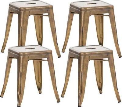Immagine prodotto di set di 4 sgabelli - Sedie - Design robusto e impilabile | Colore: Oro