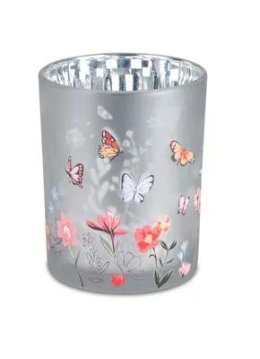 Produktbild von Dekorativer Leuchter Windlicht Motiv Sommerzeit 8cm Glas mit Lithografie-Dekor