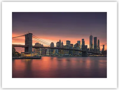 Produktbild von Poster - Poster ohne Rahmen - New York Brücke Nacht - 40x30 cm - Wand Bild - Wanddeko - Wandbilder - Kunstposter - Wandposter - Bilder - Kunstdruck - Wanddekoration - Wandbild - P2XAA40x30-4048