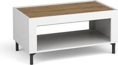 Produktbild von BETTSO Weißer Couchtisch Wohnzimmer Bank auf Beinen MOSSA